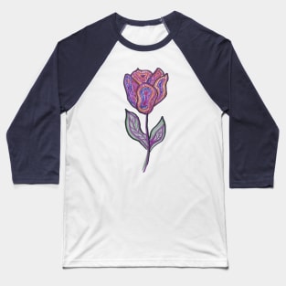 Colorful Tulip Flower Doodle Drawing Baseball T-Shirt